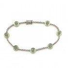 1.00CT Diamond and Green Lucite  18KT White Gold Bracelet